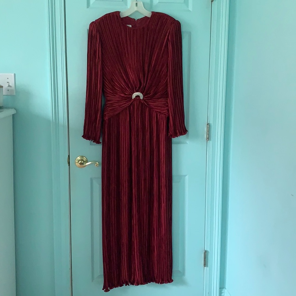 Vintage George F. Couture Burgundy Dress